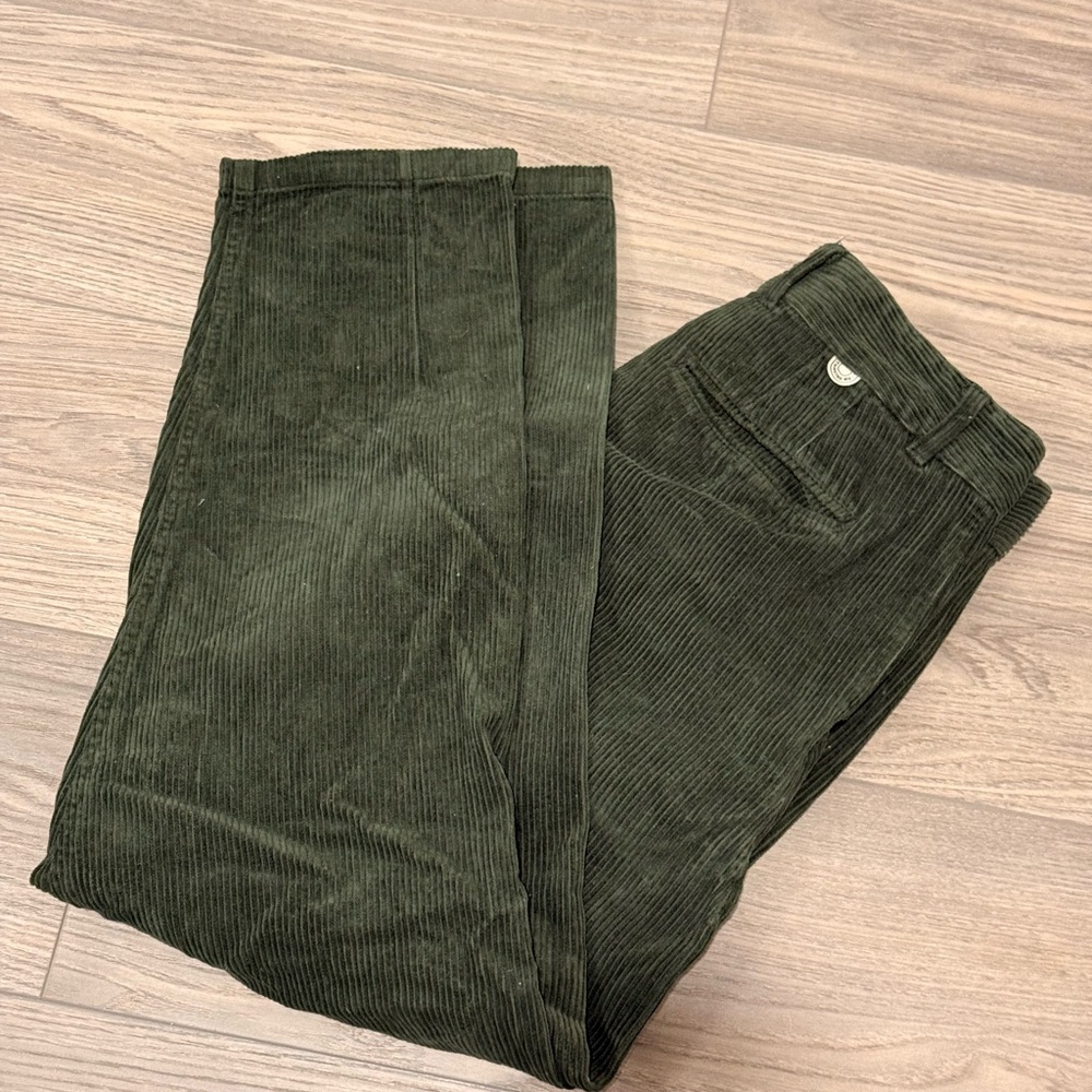 Men's Green Corduroy Pants Thinking Mu